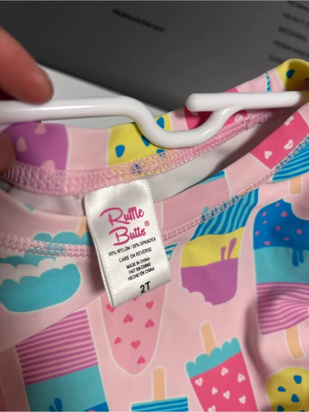 Ruffle Butts Pink Popsicle Rashguard with Yellow Ruffle Swim Bottoms